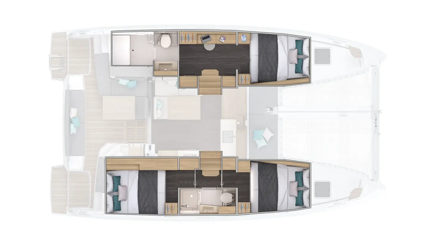 Lagoon 38 — Accommodation — 3 and 4 cabin