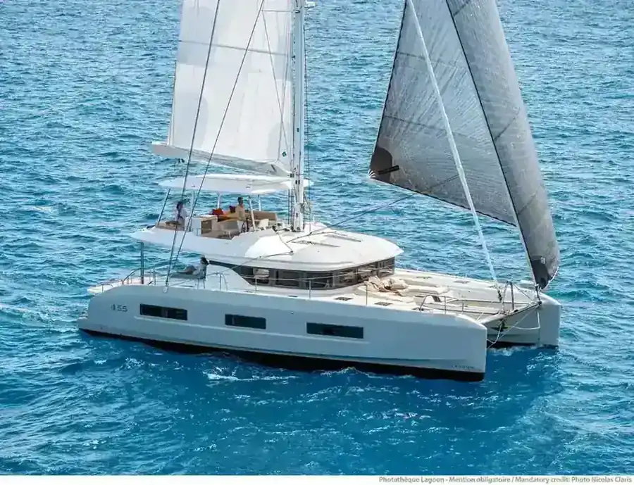 A Lagoon 55 under full sail